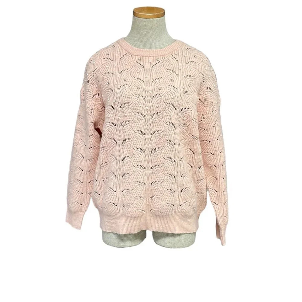 Nanette Lepore Beaded Sweater NWT Blush Pink Size Medium M